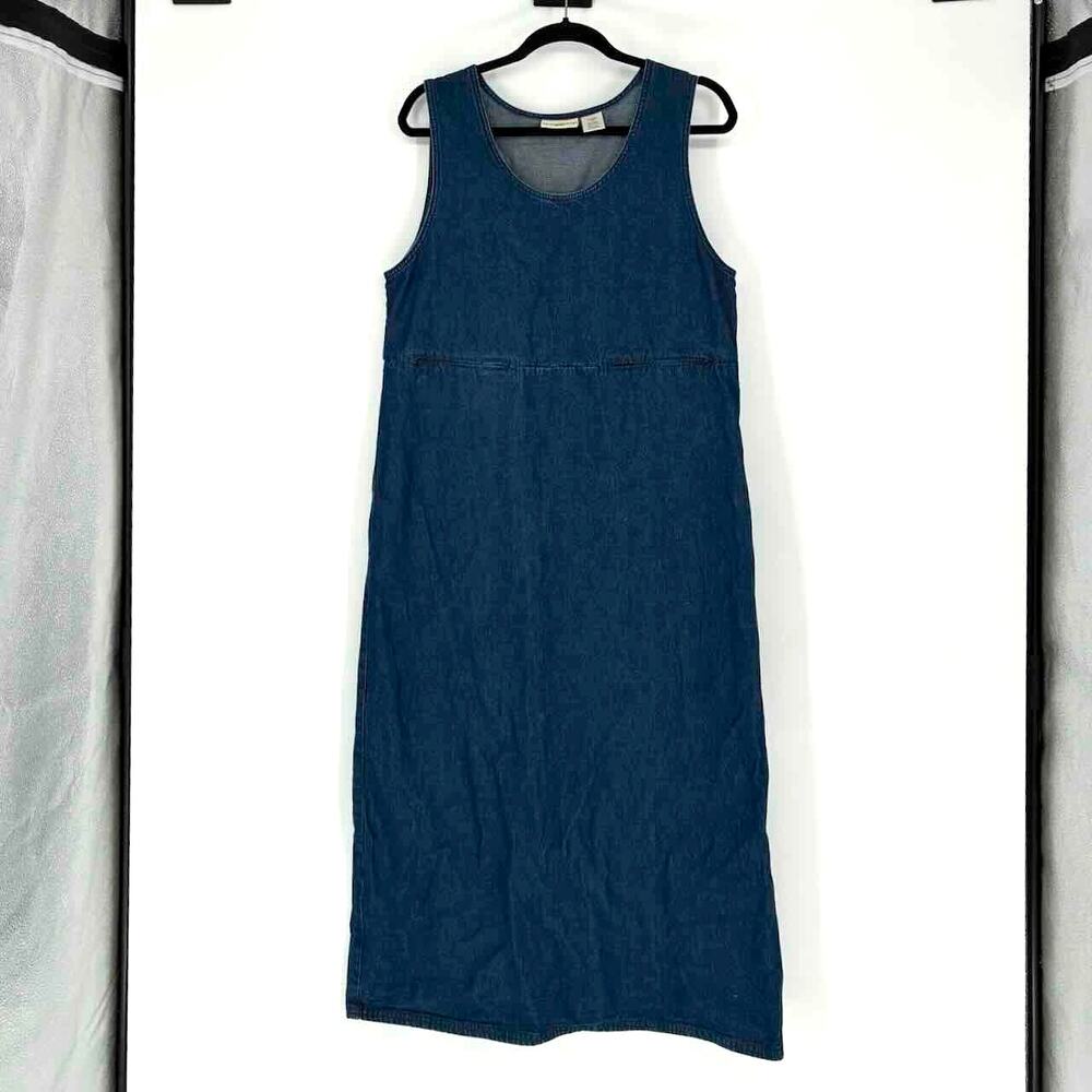 Vtg Travelsmith Lyocell-Cotton Sleeveless Denim Jumper Dress - Size 10